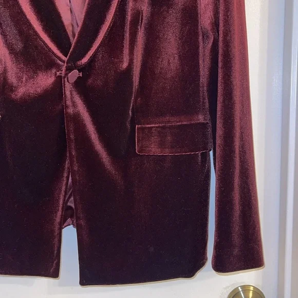 Burgundy velvet blazer - Picture 4 of 5
